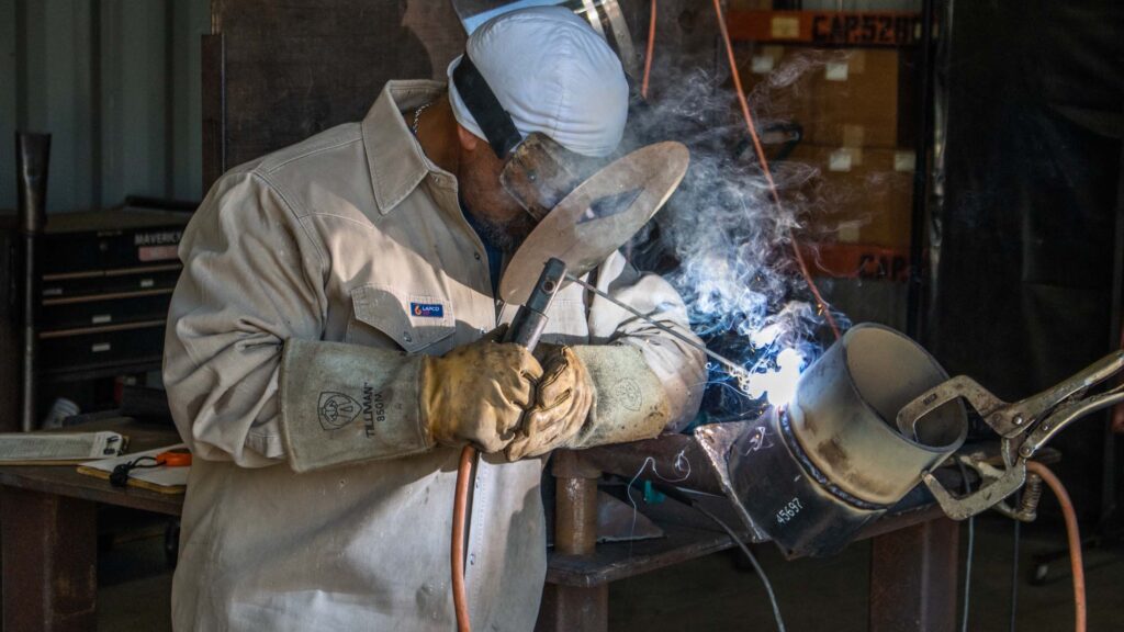 Welder qualification test in progress